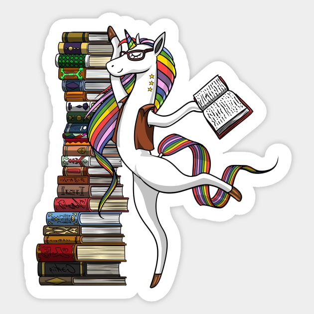 Unicorn Librarian Sticker by underheaven